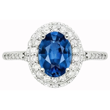 Afbeelding in Gallery-weergave laden, echte round saffier 3.70karaat ring close-up detail
