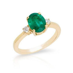 Prong Set groene smaragd en diamant 5,25 karaat verlovingsring