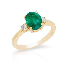 Afbeelding in Gallery-weergave laden, Prong Set groene smaragd en diamant 5,25 karaat verlovingsring
