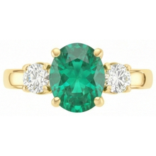 Afbeelding in Gallery-weergave laden, Prong Set groene smaragd en Natuurlijke echte diamant ( niet in het laboratorium gekweekt ) 5,25 karaat verlovingsring
