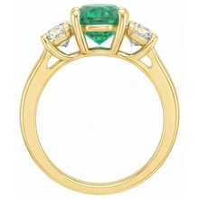 Afbeelding in Gallery-weergave laden, Prong Set groene smaragd en Natuurlijke echte diamant ( niet in het laboratorium gekweekt ) 5,25 karaat verlovingsring
