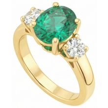 Afbeelding in Gallery-weergave laden, Prong Set groene smaragd en Natuurlijke echte diamant ( niet in het laboratorium gekweekt ) 5,25 karaat verlovingsring

