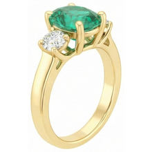 Afbeelding in Gallery-weergave laden, Prong Set groene smaragd en Natuurlijke echte diamant ( niet in het laboratorium gekweekt ) 5,25 karaat verlovingsring
