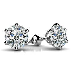 Prong Instelling 3,5 Karaat Ronde Echt Diamant Solitaire Stud Dame Oorbel