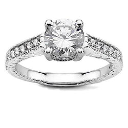 Prong Gezet 3.35 Karaat Sprankelende Natuurlijke uit de aarde gewonnen Diamanten Solitaire Ring met Accent