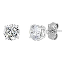 Prong Set 3,70 Karaat Echt Diamanten Dames Oorknopjes Wit Goud 14K