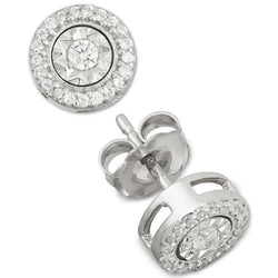 Prong Set Ronde Geslepen 3,10 Karaat Echt Diamanten Vrouwen Stud Halo Oorbellen