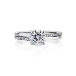 Prong Set Solitaire Met Accent 2,20 Ct Echt Diamanten Ring 14K Witgoud