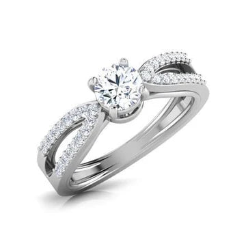 Prong Set Solitaire Met Accent 2,50 Ct Rond Geslepen Echt Diamanten Ring