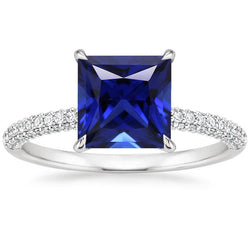 Korenbloem Saffier Pavé Sieraadsteen Ring 5,50 karaat in 14K