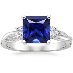 Blauwe Saffier Sieraadsteen Ring 5 karaat F/VS1 – 14K Witgoud