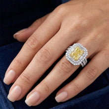 Afbeelding in Gallery-weergave laden, Radiant Fancy Gele Diamant Halo Zetting Ring – 2,5 karaat in
