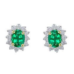Gemstone Earring Bicolor 14K Goud met Colombiaanse Smaragd – 2