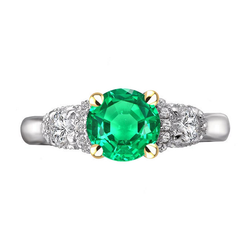 Edelsteen Ring Tweekleurig 14K Goud – Smaragd Rond Geslepen 2,50