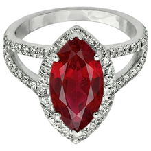 Afbeelding in Gallery-weergave laden, Red Marquise Cut Halo Ruby Diamond Ring Witgoud 5,55 Ct
