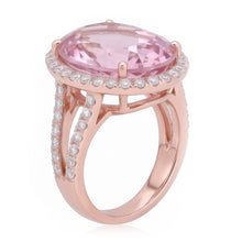 Afbeelding in Gallery-weergave laden, Ring met 29,75 Karaat Roze Kunziet en Natuurlijke uit de aarde gewonnen Diamanten Roségoud 14K
