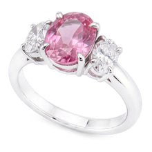 Afbeelding in Gallery-weergave laden, Ring met 3 stenen roze saffier met Natuurlijke echte diamanten ( niet in een laboratorium gekweekt ) 3.50 karaat witgoud 14K
