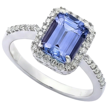 Afbeelding in Gallery-weergave laden, Ring met 5,80 ct. Tandenset met tanzaniet en Natuurlijke echte diamanten ( niet in een laboratorium gekweekt ) 14K witgoud
