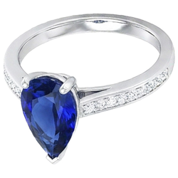 Ring met Natuurlijke echte diamant ( niet in het laboratorium gekweekt )en voor dames, blauwe saffier, witgoud 14K 4,50 karaat
