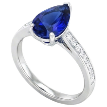 Afbeelding in Gallery-weergave laden, Ring met Natuurlijke echte diamant ( niet in het laboratorium gekweekt )en voor dames, blauwe saffier, witgoud 14K 4,50 karaat
