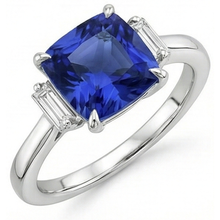 Afbeelding in Gallery-weergave laden, Ring met drie stenen Natuurlijke echte diamanten ( niet in een laboratorium gekweekt ) blauwe saffier 3,25 karaat witgoud
