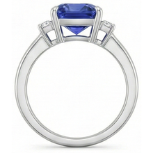 Afbeelding in Gallery-weergave laden, Ring met drie stenen Natuurlijke echte diamanten ( niet in een laboratorium gekweekt ) blauwe saffier 3,25 karaat witgoud
