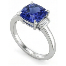 Afbeelding in Gallery-weergave laden, Ring met drie stenen Natuurlijke echte diamanten ( niet in een laboratorium gekweekt ) blauwe saffier 3,25 karaat witgoud
