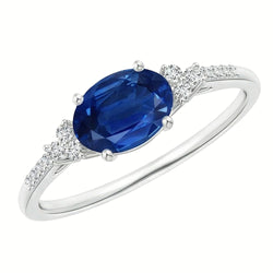 Ring met saffier en Natuurlijke echte diamanten ( niet in een laboratorium gekweekt ) van 3,50 ct. Witgoud