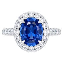 Afbeelding in Gallery-weergave laden, Ring met saffier en Natuurlijke echte diamanten ( niet in een laboratorium gekweekt ) van 4.25 karaat witgoud 14k
