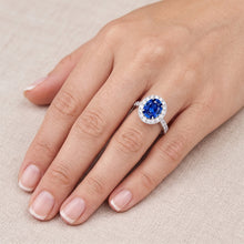 Afbeelding in Gallery-weergave laden, Ring met saffier en Natuurlijke echte diamanten ( niet in een laboratorium gekweekt ) van 4.25 karaat witgoud 14k
