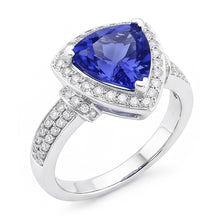 Afbeelding in Gallery-weergave laden, Ring met saffier en ronde Natuurlijke echte diamanten ( niet in een laboratorium gekweekt ) van 1.51 ct biljoen witgoud
