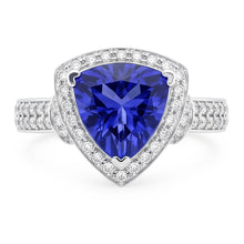Afbeelding in Gallery-weergave laden, Ring met saffier en ronde Natuurlijke echte diamanten ( niet in een laboratorium gekweekt ) van 1.51 ct biljoen witgoud
