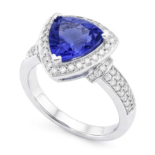 Afbeelding in Gallery-weergave laden, Ring met saffier en ronde Natuurlijke echte diamanten ( niet in een laboratorium gekweekt ) van 1.51 ct biljoen witgoud

