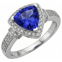 Afbeelding in Gallery-weergave laden, Ring met saffier en ronde Natuurlijke echte diamanten ( niet in een laboratorium gekweekt ) van 1.51 ct biljoen witgoud
