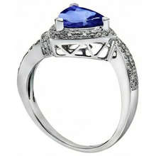 Afbeelding in Gallery-weergave laden, Ring met saffier en ronde Natuurlijke echte diamanten ( niet in een laboratorium gekweekt ) van 1.51 ct biljoen witgoud
