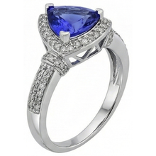 Afbeelding in Gallery-weergave laden, Ring met saffier en ronde Natuurlijke echte diamanten ( niet in een laboratorium gekweekt ) van 1.51 ct biljoen witgoud
