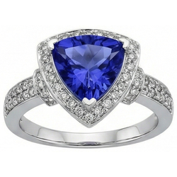 Ring met saffier en ronde Natuurlijke echte diamanten ( niet in een laboratorium gekweekt ) van 1.51 ct biljoen witgoud
