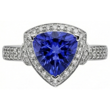 Afbeelding in Gallery-weergave laden, Ring met saffier en ronde Natuurlijke echte diamanten ( niet in een laboratorium gekweekt ) van 1.51 ct biljoen witgoud
