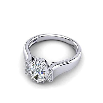 Ring Met Ovale En Ronde Echt Diamanten Van 1,75 Ct Witgoud 14K