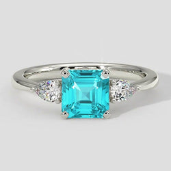 Ring Paraiba Toermalijn 2.10 Karaat Asscher Slijpvorm