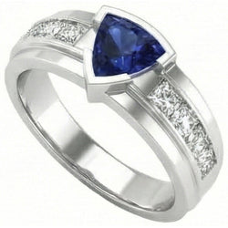 Ringkanaalset Voor Heren, Diamant Biljoen, Halve Ring, Blauwe Saffier, 3 Ct