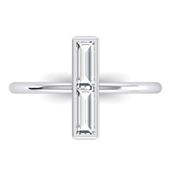 Ring met 2 stenen, 2 karaat natuurlijke diamanten en baguettes