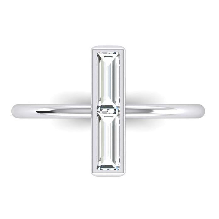 Ring met 2 stenen, 2 karaat natuurlijke diamanten en baguettes