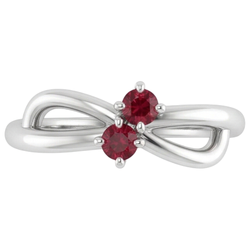 Robijn Steen Belofte Ring Lint Schacht Stijl Wit Goud 14K 0,50 Karaat
