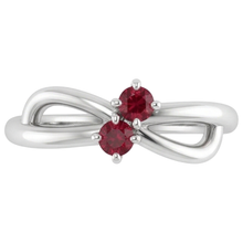 Afbeelding in Gallery-weergave laden, Robijn Steen Belofte Ring Lint Schacht Stijl Wit Goud 14K 0,50 Karaat
