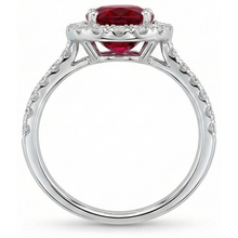 Afbeelding in Gallery-weergave laden, Robijn en Halo Natuurlijke echte diamanten ( niet in een laboratorium gekweekt ) trouwring wit goud 14K 4.55 Ct
