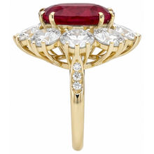 Afbeelding in Gallery-weergave laden, echte round robijn 6.50karaat ring close-up detail
