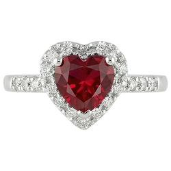 Rode Robijn Edelsteen Met Diamanten Ring Witgouden Sieraden 3,20 Karaat