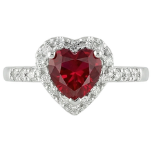 Afbeelding in Gallery-weergave laden, Rode Robijn Edelsteen Met Diamanten Ring Witgouden Sieraden 3,20 Karaat
