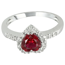 Afbeelding in Gallery-weergave laden, Rode Robijn Edelsteen Met Diamanten Ring Witgouden Sieraden 3,20 Karaat
